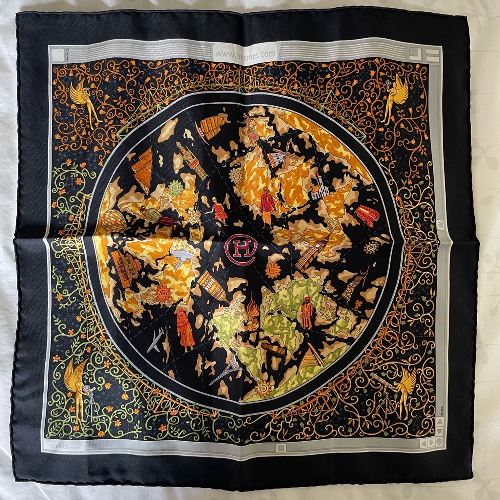 Hermès Silk Pocket Square - Rare Map Design